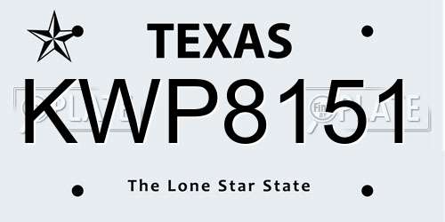 KWP8151 Texas License Plate