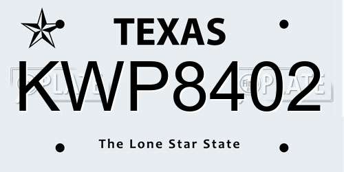 KWP8402 Texas License Plate