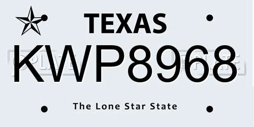 KWP8968 Texas License Plate