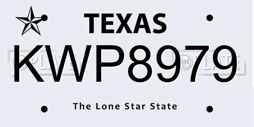 KWP8979 Texas License Plate