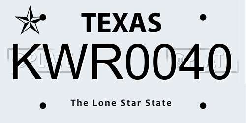 KWR0040 Texas License Plate