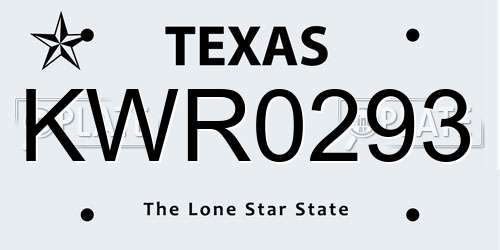 KWR0293 Texas License Plate