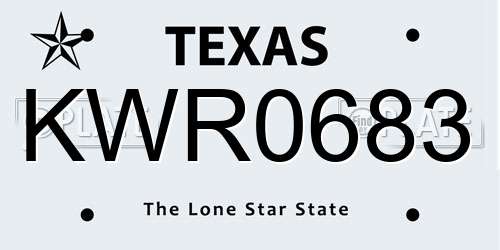 KWR0683 Texas License Plate