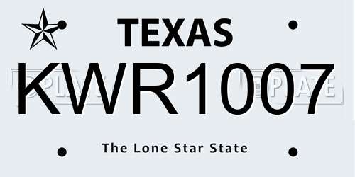 KWR1007 Texas License Plate