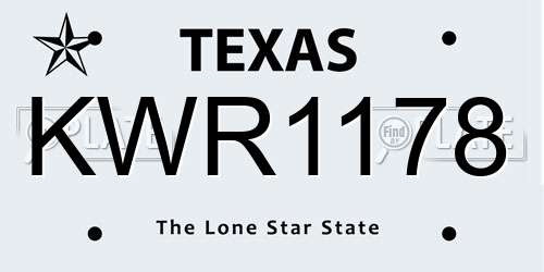 KWR1178 Texas License Plate