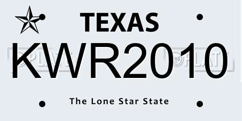 KWR2010 Texas License Plate