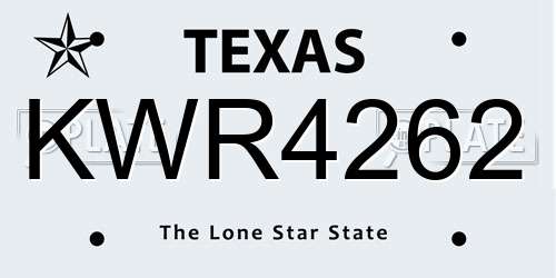 KWR4262 Texas License Plate