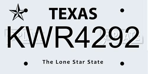 KWR4292 Texas License Plate