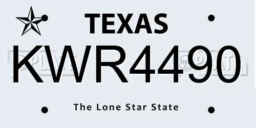 KWR4490 Texas License Plate
