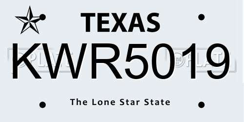 KWR5019 Texas License Plate
