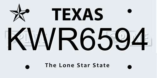 KWR6594 Texas License Plate