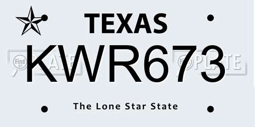 KWR673 Texas License Plate