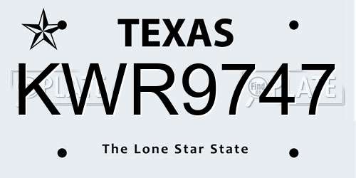 KWR9747 Texas License Plate