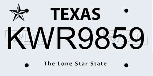 KWR9859 Texas License Plate