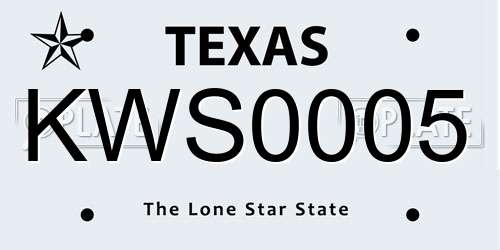 KWS0005 Texas License Plate