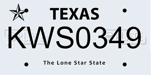 KWS0349 Texas License Plate