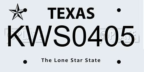 KWS0405 Texas License Plate