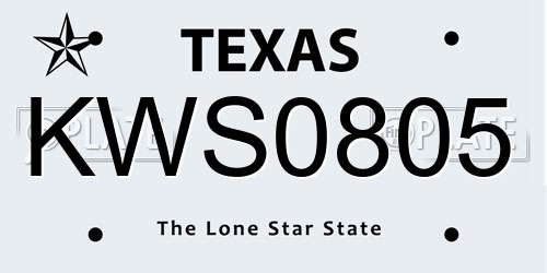 KWS0805 Texas License Plate