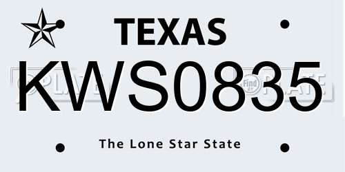KWS0835 Texas License Plate