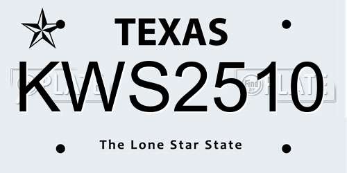KWS2510 Texas License Plate