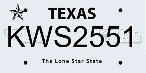 KWS2551 Texas License Plate