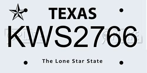KWS2766 Texas License Plate