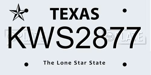 KWS2877 Texas License Plate