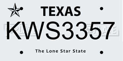 KWS3357 Texas License Plate