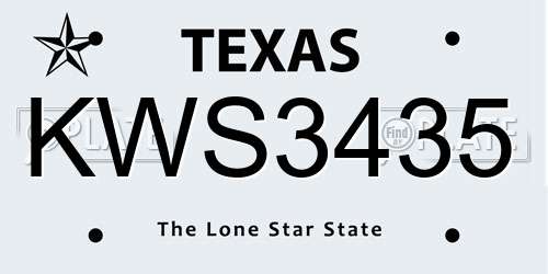 KWS3435 Texas License Plate