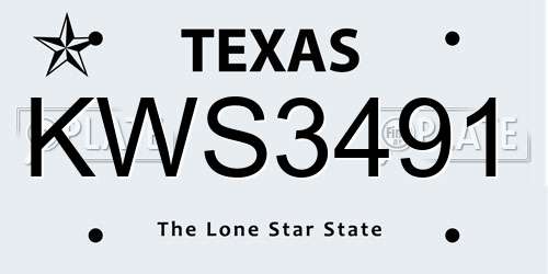 KWS3491 Texas License Plate