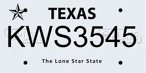 KWS3545 Texas License Plate