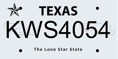 KWS4054 Texas License Plate