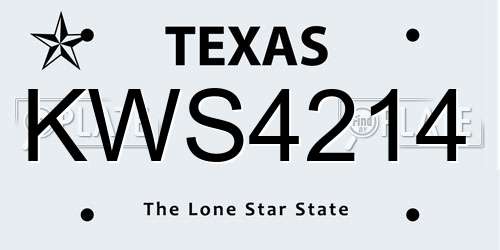 KWS4214 Texas License Plate