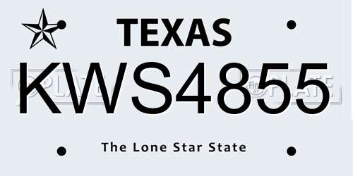 KWS4855 Texas License Plate