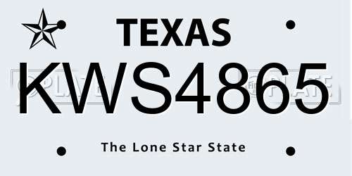 KWS4865 Texas License Plate