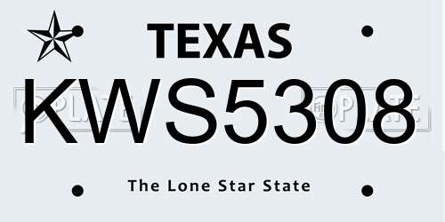 KWS5308 Texas License Plate