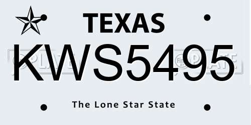 KWS5495 Texas License Plate