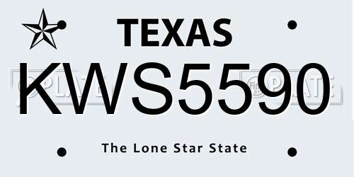 KWS5590 Texas License Plate
