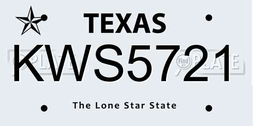 KWS5721 Texas License Plate