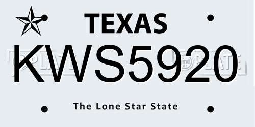 KWS5920 Texas License Plate