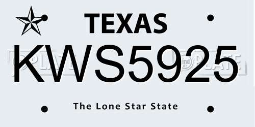 KWS5925 Texas License Plate