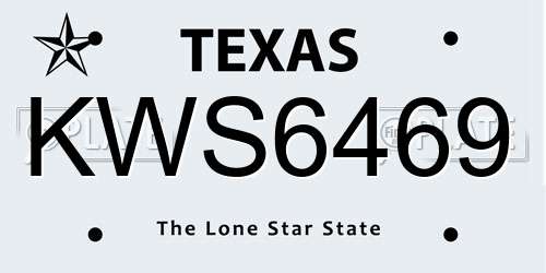 KWS6469 Texas License Plate