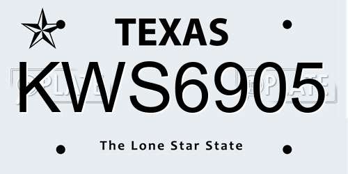KWS6905 Texas License Plate