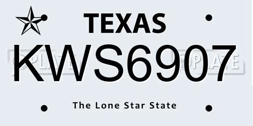 KWS6907 Texas License Plate