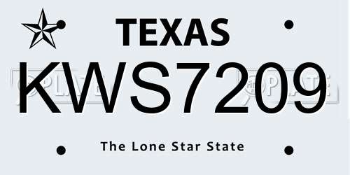 KWS7209 Texas License Plate