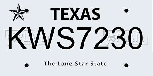 KWS7230 Texas License Plate