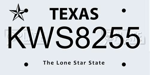 KWS8255 Texas License Plate