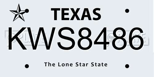 KWS8486 Texas License Plate