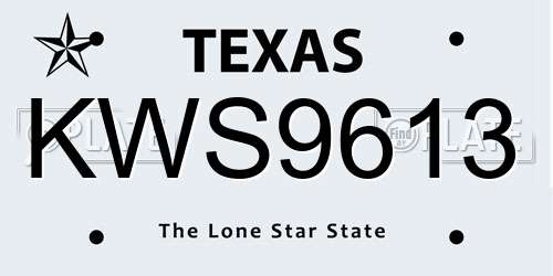 KWS9613 Texas License Plate