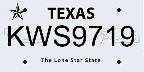KWS9719 Texas License Plate